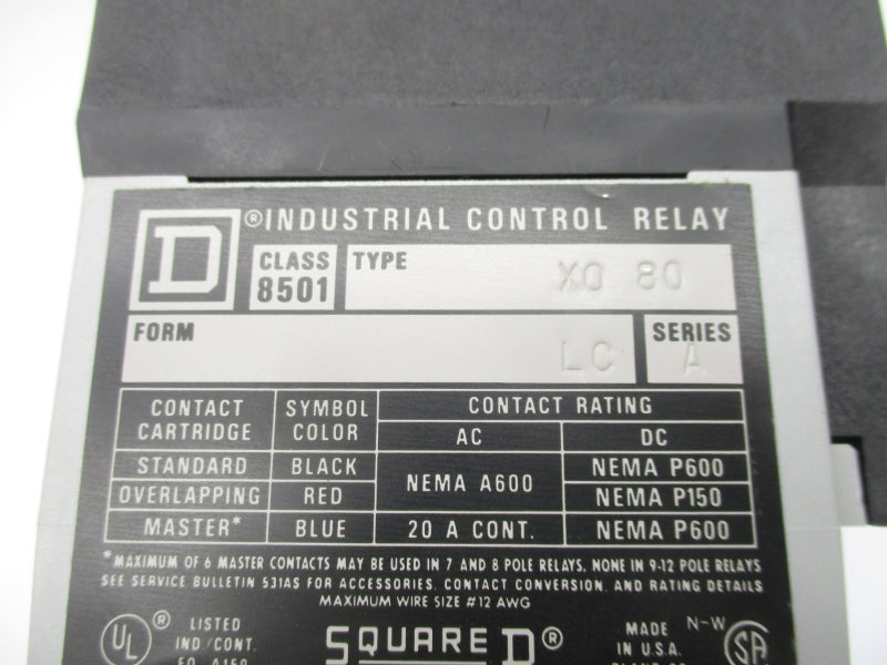 SQUARE D 8501X080V02 SER. A 110/120V NSMP