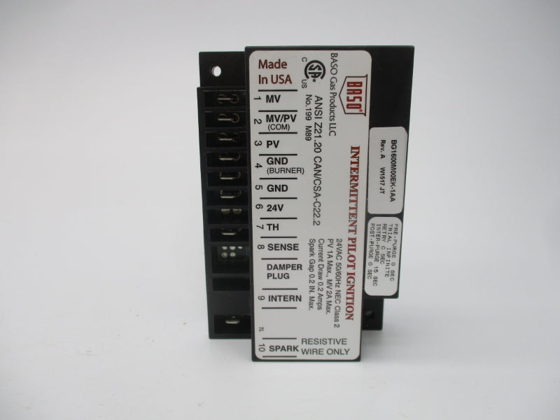 BASO BG1600M00EK-1AACJ 24VAC 1A REV. A NSMP