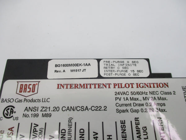 BASO BG1600M00EK-1AACJ 24VAC 1A REV. A NSMP