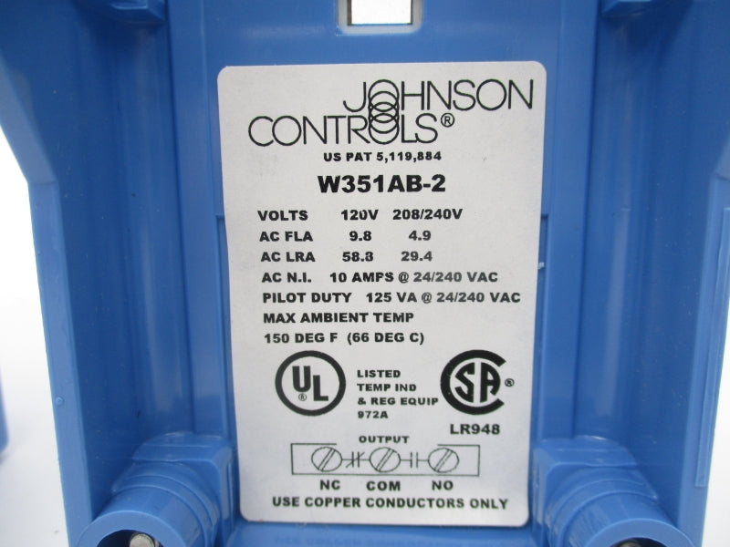 JOHNSON CONTROLS W351AB-2 208/240V 4.9A NSMP