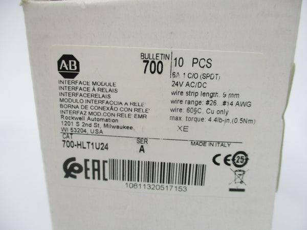 ALLEN BRADLEY 700-HLT1U24 SER. A 24VAC/DC (WH) NSMP