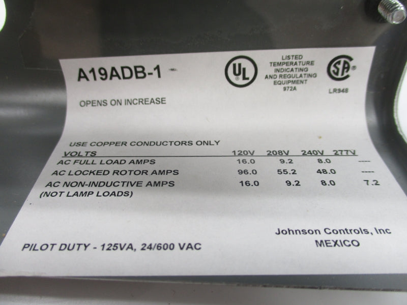 JOHNSON CONTROLS A19ADB-1C NSMP