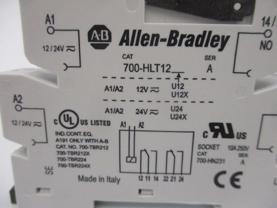 ALLEN BRADLEY 700-HLT12U24 SER. A 24V AC/DC (PKG OF 10) (WH) NSMP
