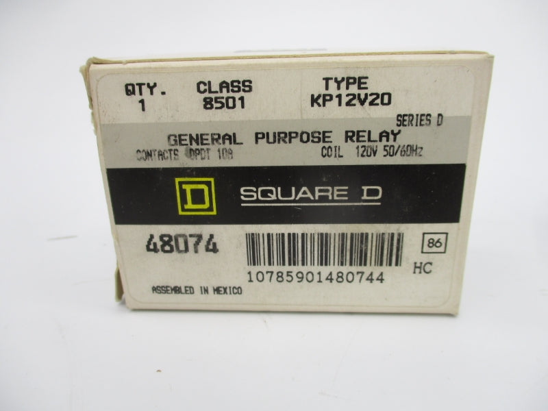 SQUARE D 8501KP12V20 SER. D 120V 10A NSMP