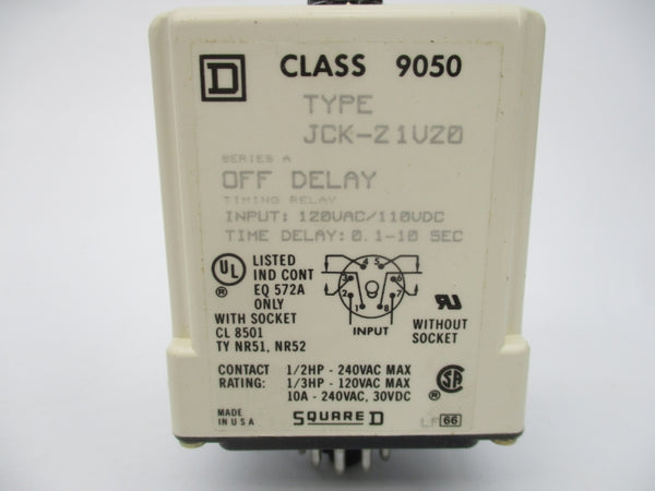 SQURE D 9050JCK21V20 SER. A 120VAC 0.1-10S NSMP