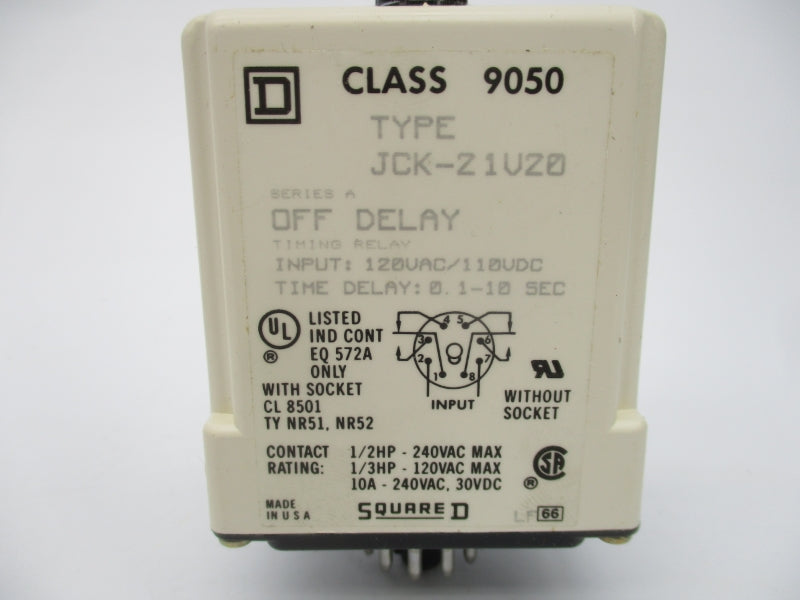SQURE D 9050JCK21V20 SER. A 120VAC 0.1-10S NSMP