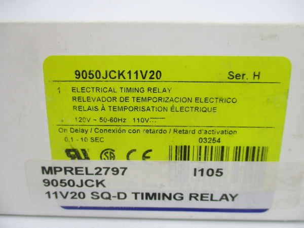 SQUARE D 9050JCK11V20 SER. H 110/120V 10A 0.1-10S NSMP