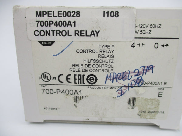 ALLEN BRADLEY 700-P400A1 SER. E 110/115-120V 60A (WH) NSMP
