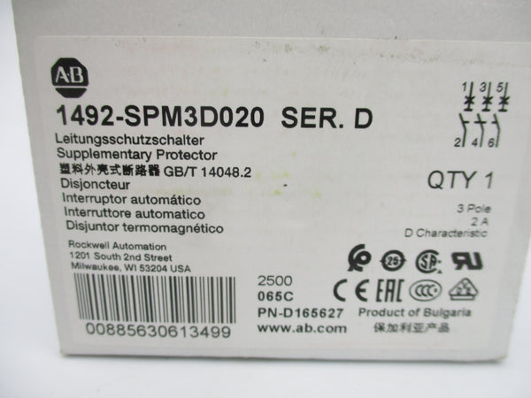 ALLEN BRADLEY 1492-SPM3D020 SER. D 440VAC 2A NSMP