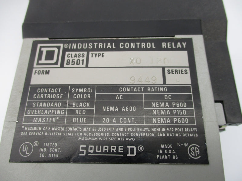 SQUARE D 8501X01200V02 SER. A 110/120V NSMP