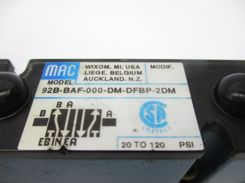 MAC 92B-BAF-000-DM-DFBP-2DM 24VAC 20-120PSI UNMP