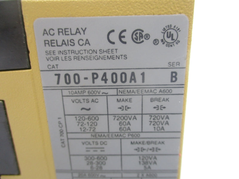 ALLEN BRADLEY 700-P400A1 SER. B 115-120V 10A NSNP