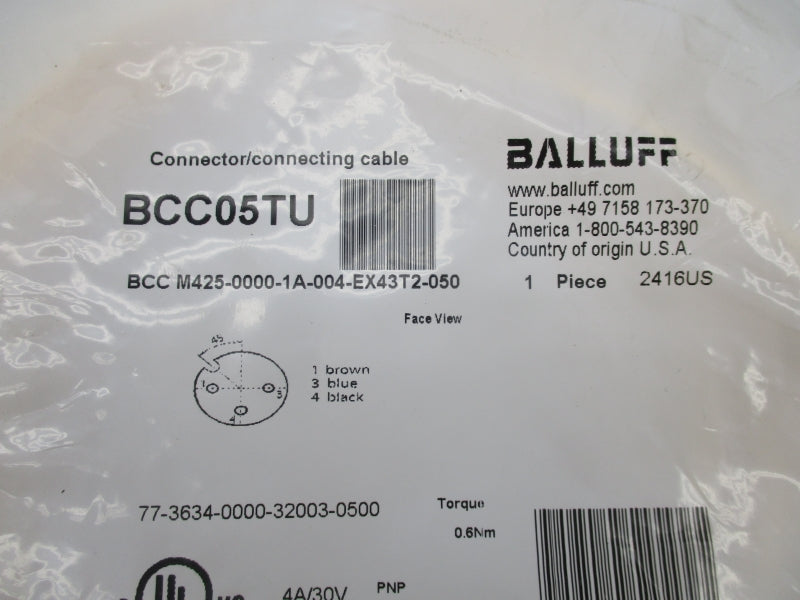 BALLUFF BCC05TU BCC M425-0000-1A-004-EX43T2-050 30V 4A NSMP