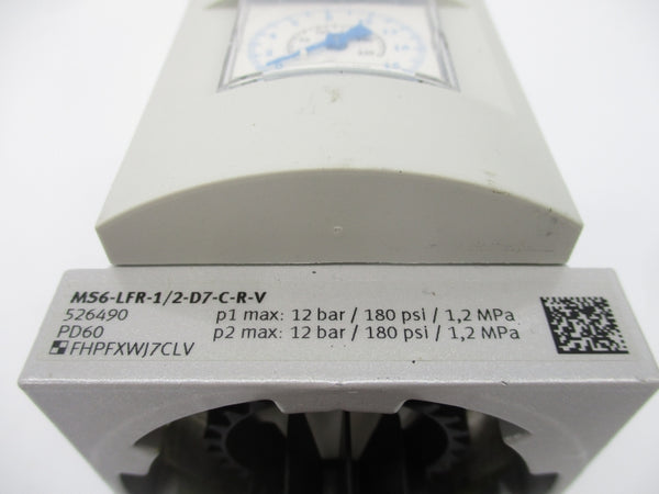 FESTO MS6-LFR-1/2-D7-C-R-V 526490 180PSI (AS PICTURED) NSNP
