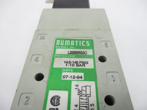 NUMATICS L22BB5520 110-120V 0.07A 14.5-145PSI UNMP
