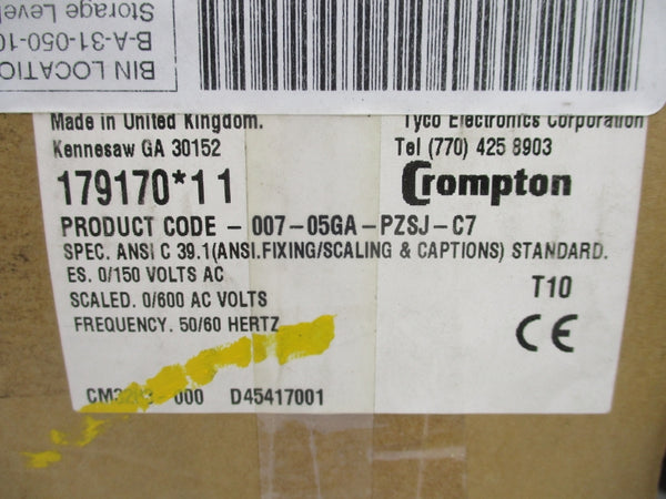 CROMPTON 007-05GA-PZSJ-C7 179170*1 0-600VAC NSMP