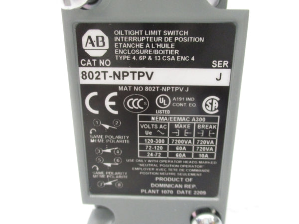 ALLEN BRADLEY 802T-NPTPV SER. J 300VAC (WH) NSMP