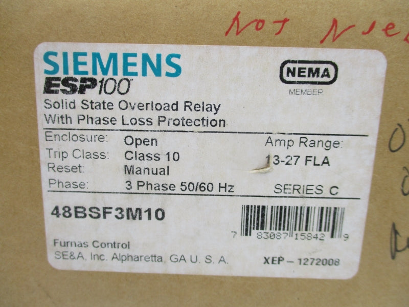 SIEMENS 48BSF3M10 SER. C 13-27A NSMP