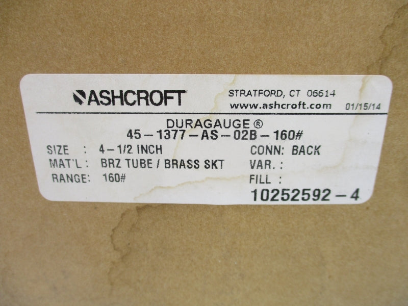 ASHCROFT 45-1377-AS-02B-160# 0-160PSI 4-1/2" NSMP