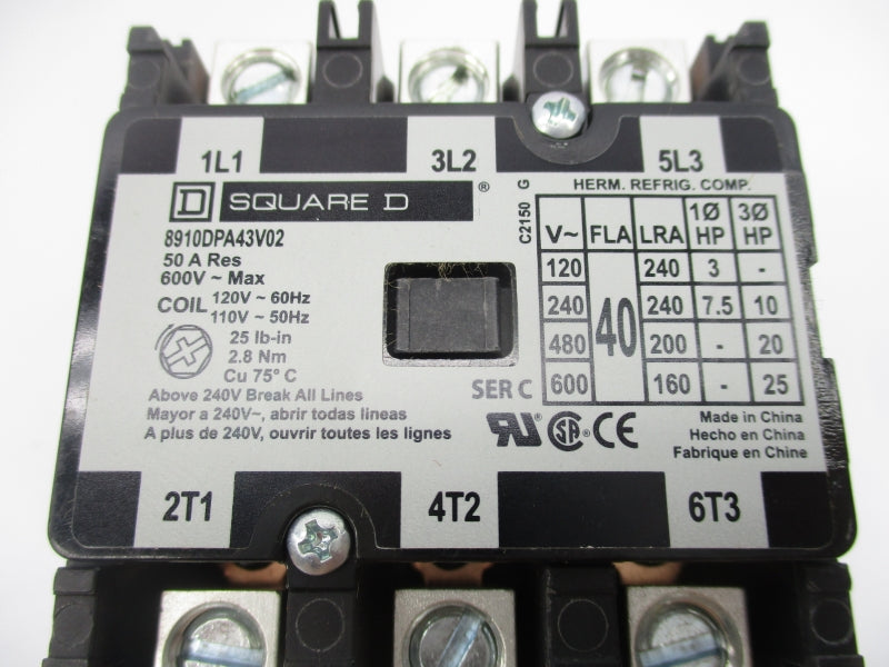 SQUARE D 8910DPA43V02 SER. C 110/120V 40A NSMP