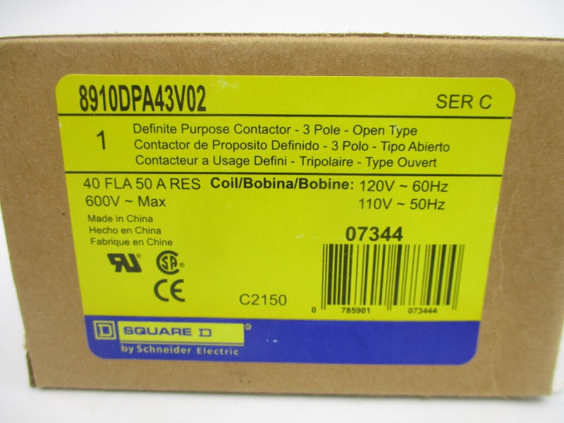 SQUARE D 8910DPA43V02 SER. C 110/120V 40A NSMP