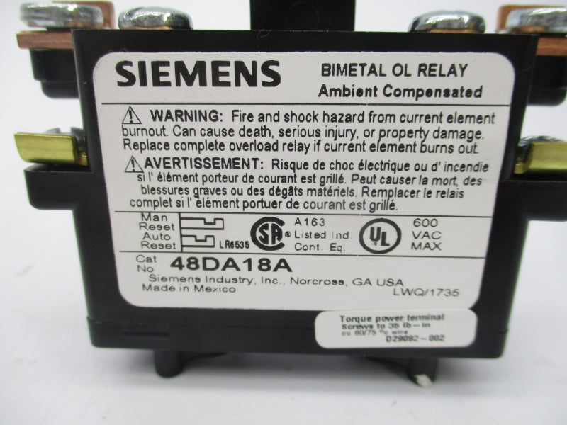 SIEMENS 48DA18A 600VAC NSMP