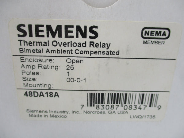 SIEMENS 48DA18A 600VAC NSMP