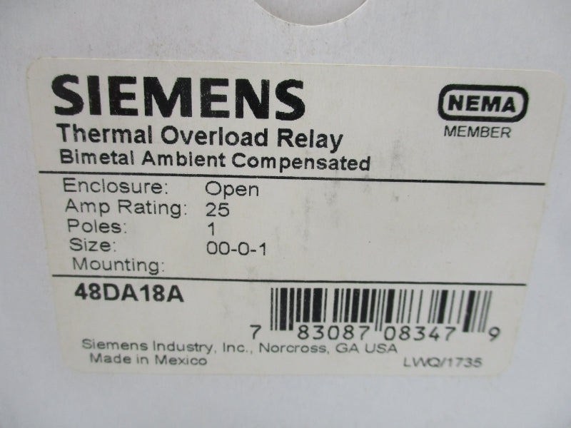 SIEMENS 48DA18A 600VAC NSMP