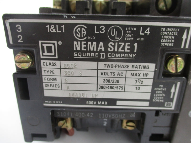 SQUARE D 8502SCO3 SER. A 110/120V NSMP