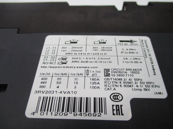 SIEMENS 3RV2031-4VA10 600V 35-45A NSNP