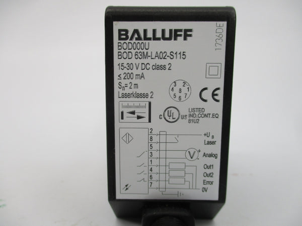 BALLUFF BOD000U BOD 63M-LA02-S115 15-30VDC NSMP
