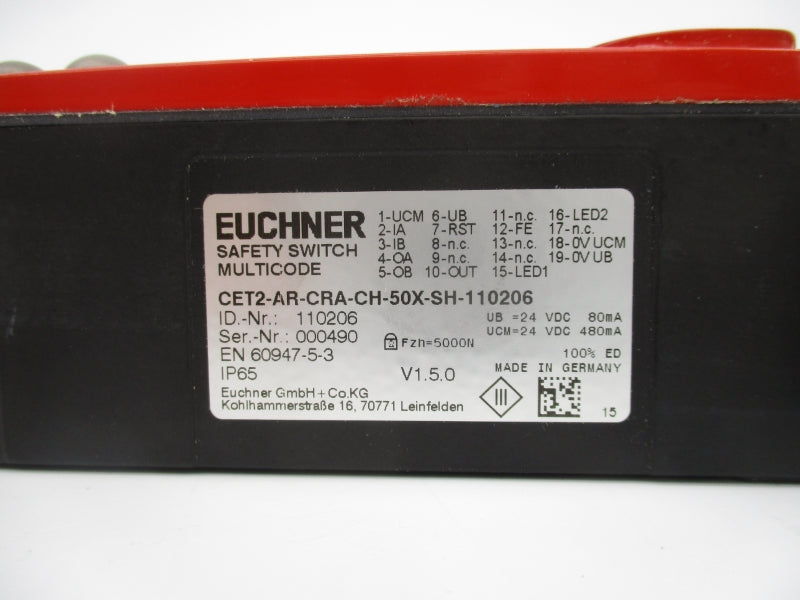 EUCHNER CET2-AR-CRA-CH-50X-SH-110206 24VDC NSMP