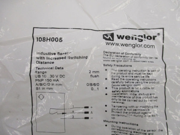 WENGLOR I08H005 10-30VDC NSMP