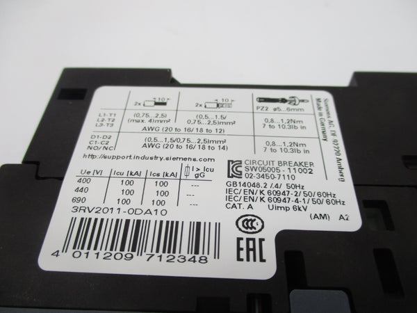 SIEMENS 3RV2011-0DA10 600V 0.22-0.32A NSMP
