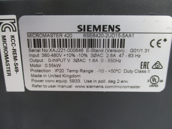 SIEMENS 6SE6420-2UD15-5AA1 NSMP