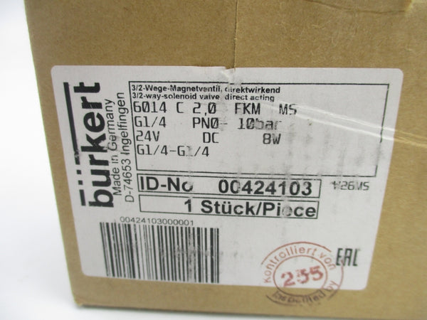 BURKERT 6014 C 2.0 FKM MS 24VDC NSMP