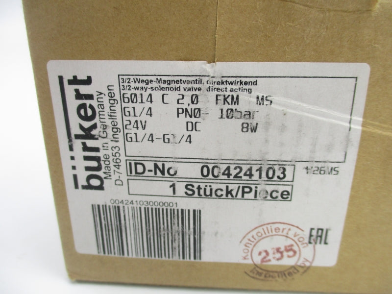 BURKERT 6014 C 2.0 FKM MS 24VDC NSMP
