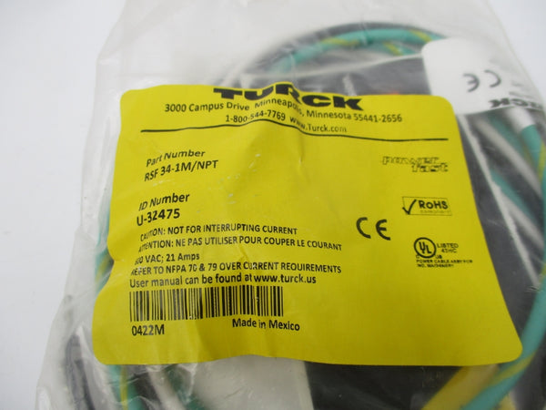 TURCK RSF34-1M/NPT U-32475 600VAC 21A NSMP