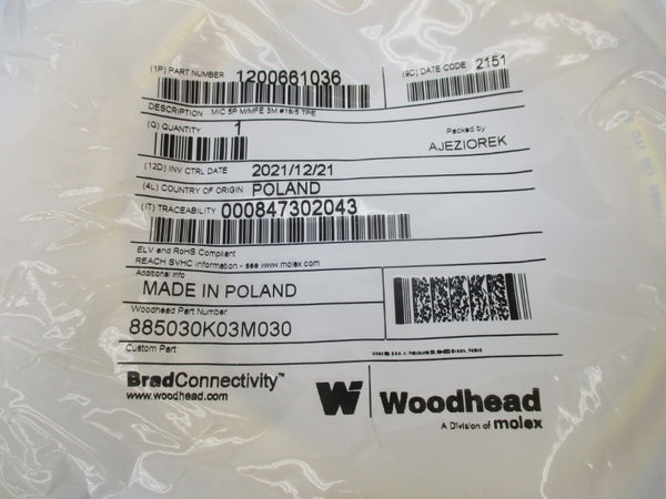 WOODHEAD 1200661036 885030K03M030 3M NSMP