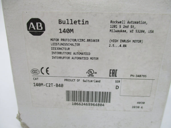 ALLEN BRADLEY 140M-C2T-B40 SER. D 690V 2.5-4A (WH) NSMP