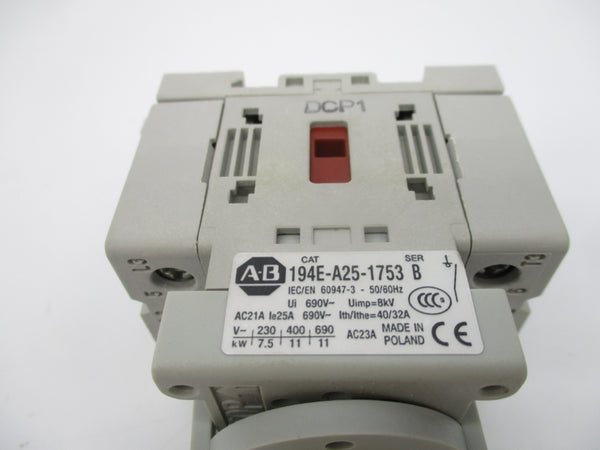 ALLEN BRADLEY 194E-A25-1753 SER. B 600V 25A (BR/WH) NSMP