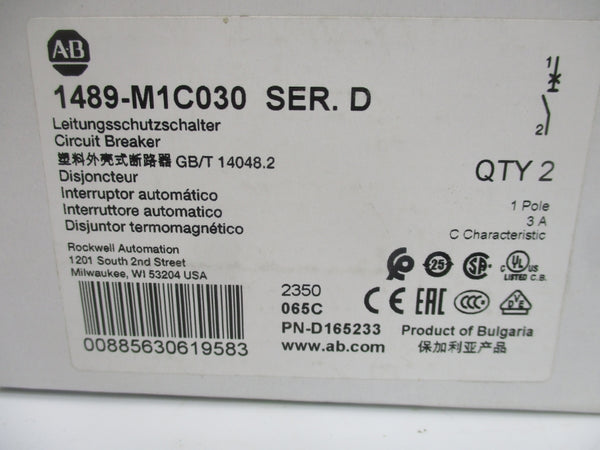ALLEN BRADLEY 1489-M1C030 SER. D 277V 3A (PKG OF 2) (WH) NSMP