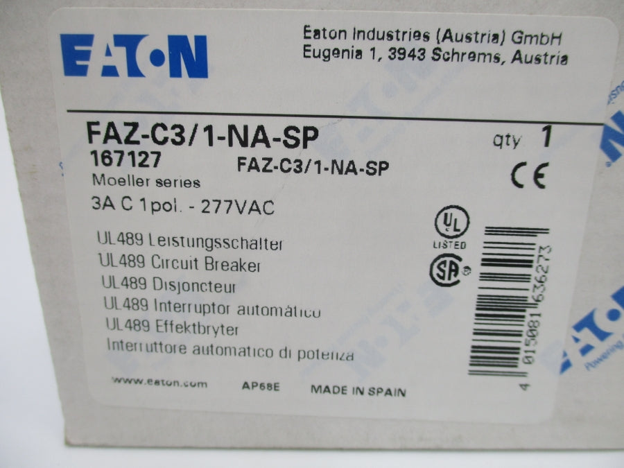 EATON FAZ-C3/1-NA-SP 167127 277VAC 3A NSMP