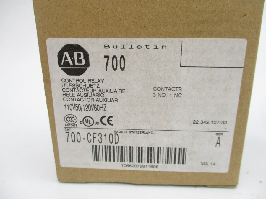 ALLEN BRADLEY 700-CF310D SER. A 110/120V 25A (BR/WH) NSMP