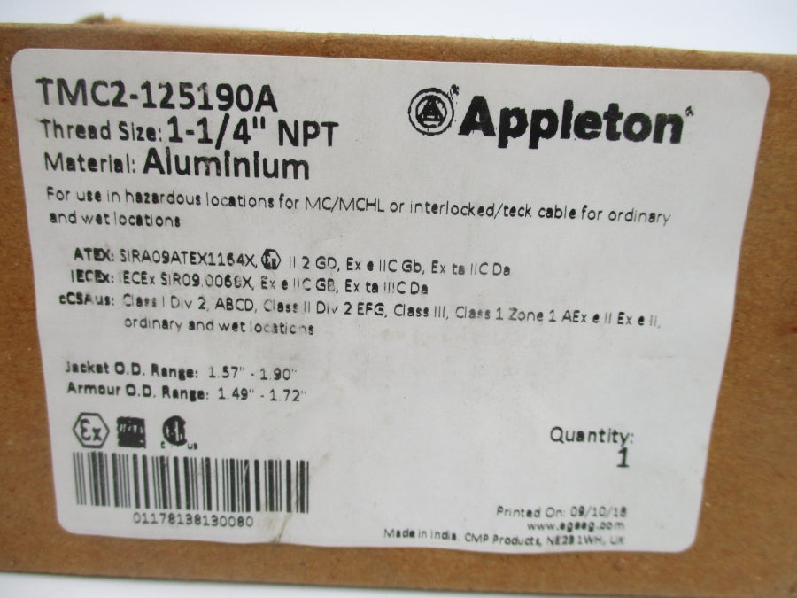 APPLETON TMC2-125190A 1-1/4" NSMP