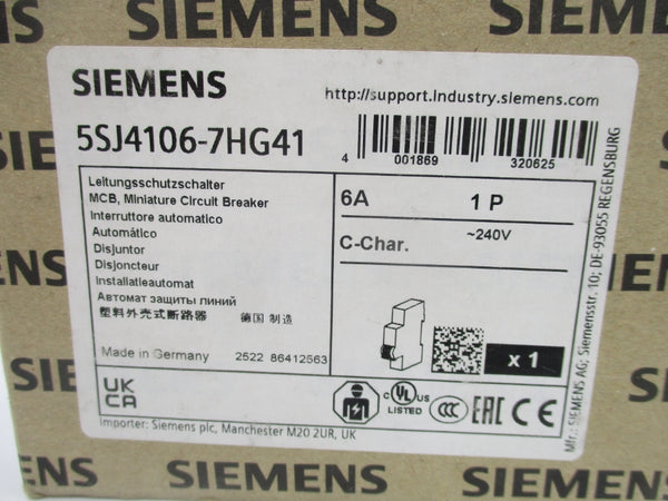 SIEMENS 5SJ4106-7HG41 240V 6A NSMP