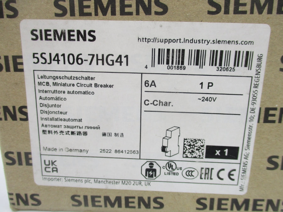 SIEMENS 5SJ4106-7HG41 240V 6A NSMP