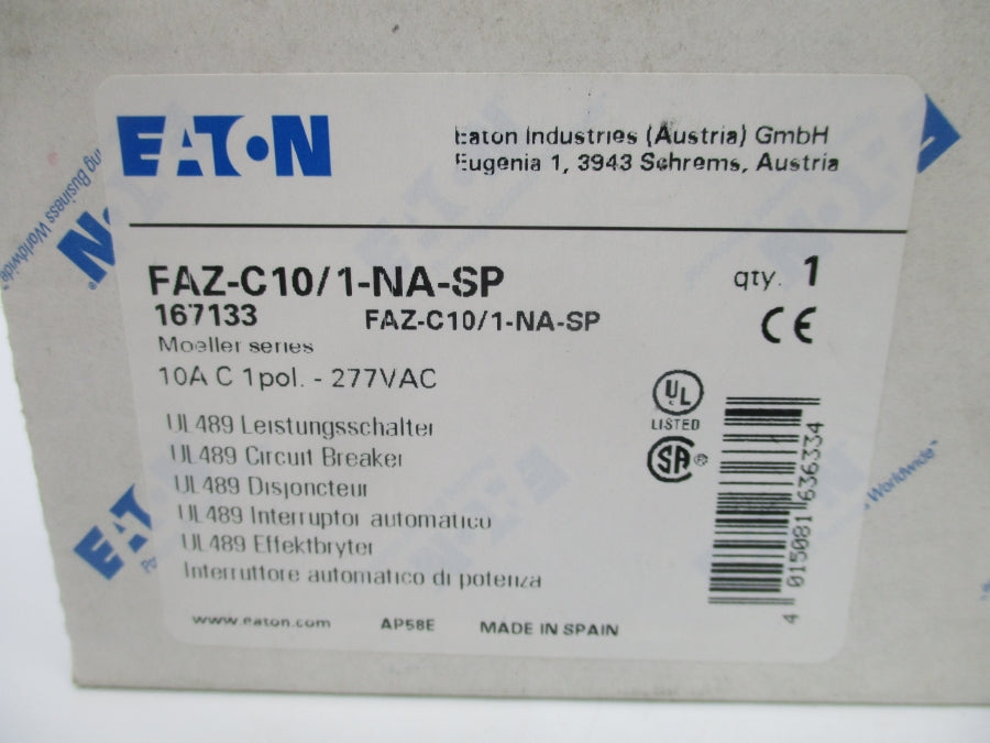 EATON FAZ-C10/1-NA-SP 167133 277VAC 10A NSMP