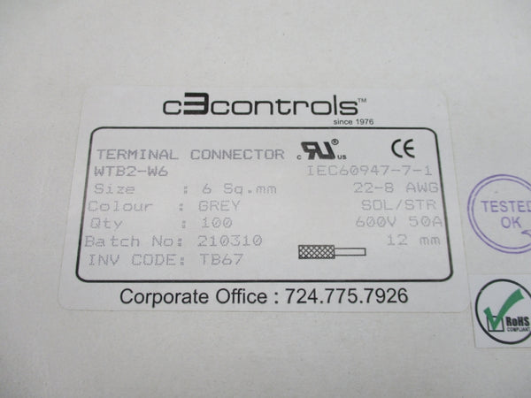 C3 CONTROLS WTB2-W6 600V 50A (PACKAGE OF 100) NSMP
