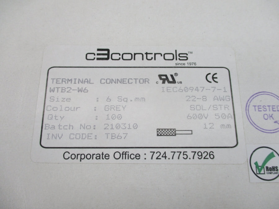 C3 CONTROLS WTB2-W6 600V 50A (PACKAGE OF 100) NSMP